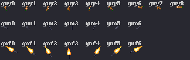 A soldier's nine frames, running, falling, lying; below, a gun at seven angles, and the seven firing.